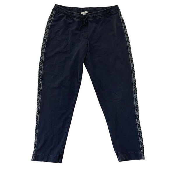 J.Jill Embroidered Stripe Pull On Casual Pants Stretch Boho Blue size Medium - Picture 1 of 6